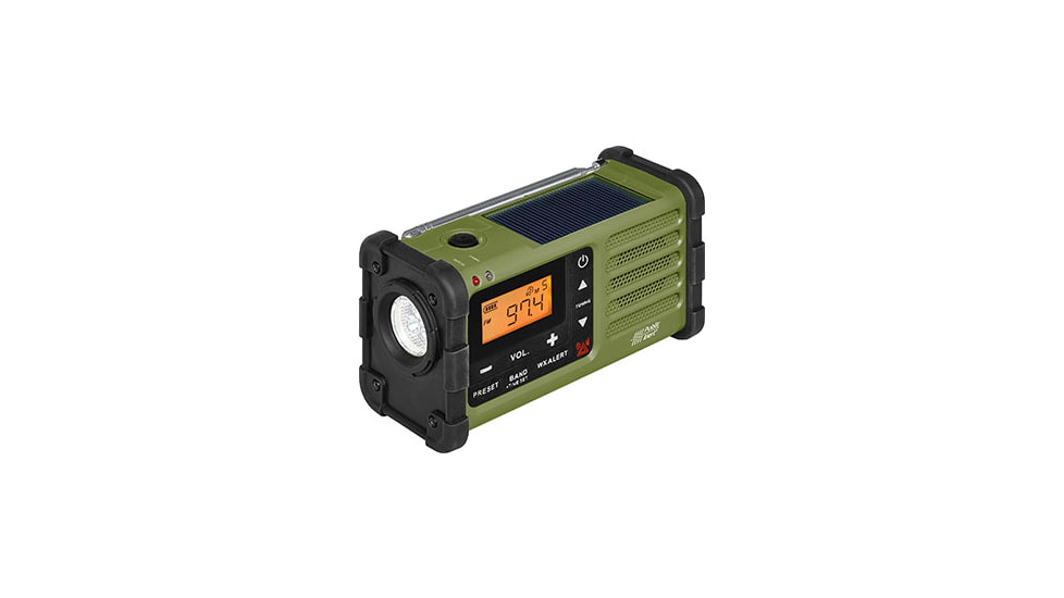 Sangean AM / FM / Weather / Handcrank / Solar / Emergency Alert Radio, Green-Black, SG-112