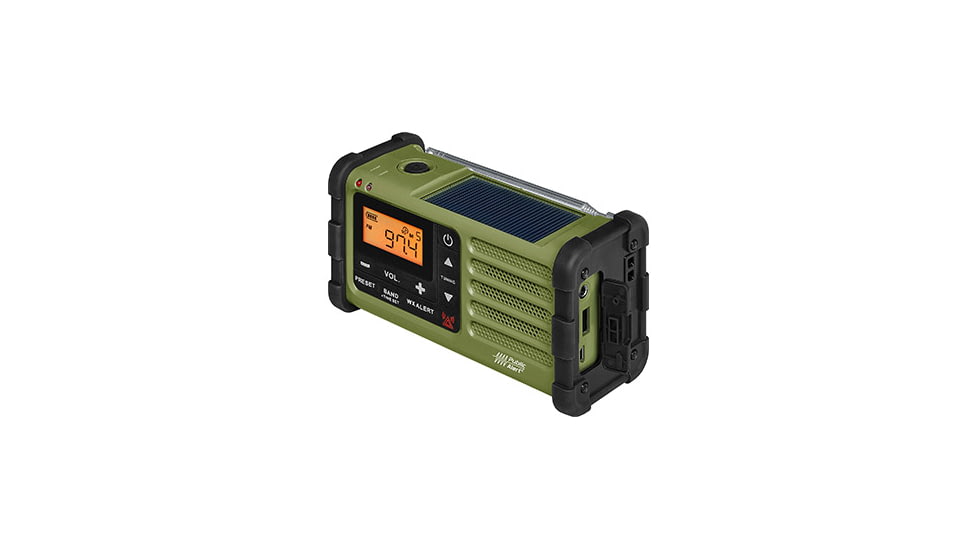 Sangean AM / FM / Weather / Handcrank / Solar / Emergency Alert Radio, Green-Black, SG-112