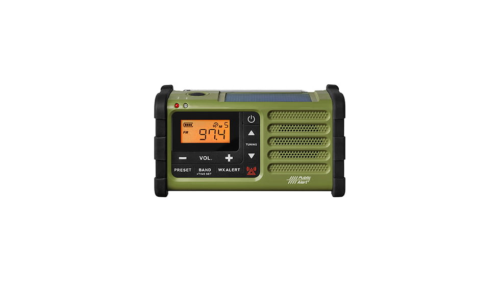 Sangean AM / FM / Weather / Handcrank / Solar / Emergency Alert Radio, Green-Black, SG-112