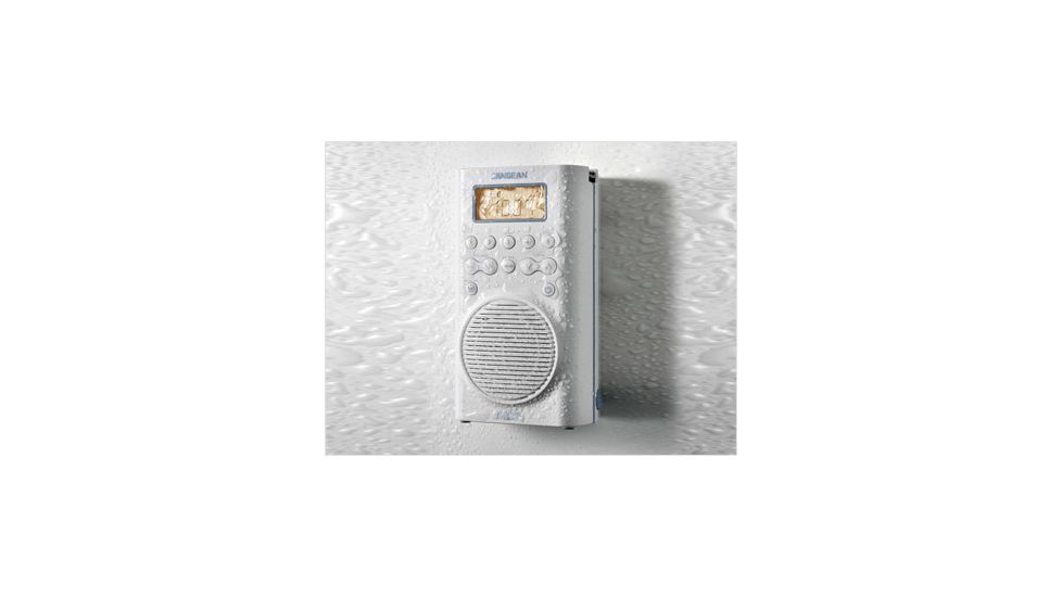 Sangean AM/FM/WX Waterproof Shower Radio Vertical Compact Design, White, Small, H-205