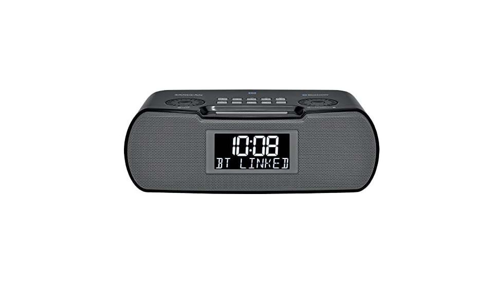 Sangean FM-RDS/AM/Bluetooth/Aux-in/USB Charging Digital Tuning Clock Radio, Black, Small, RCR-20