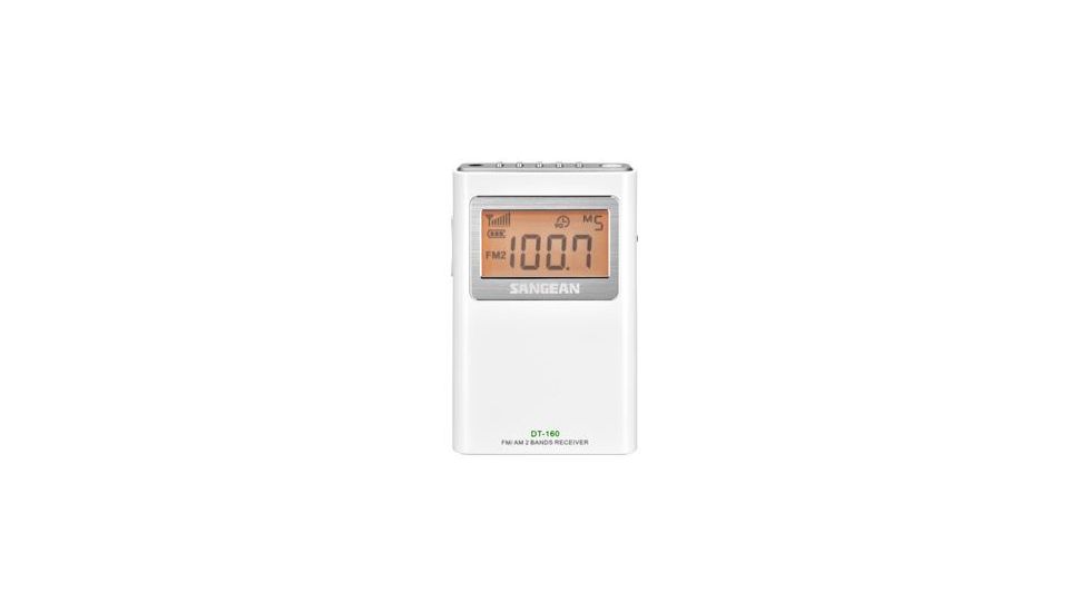 Sangean FM Stereo/AM Pocket Radio, White, Small DT-160