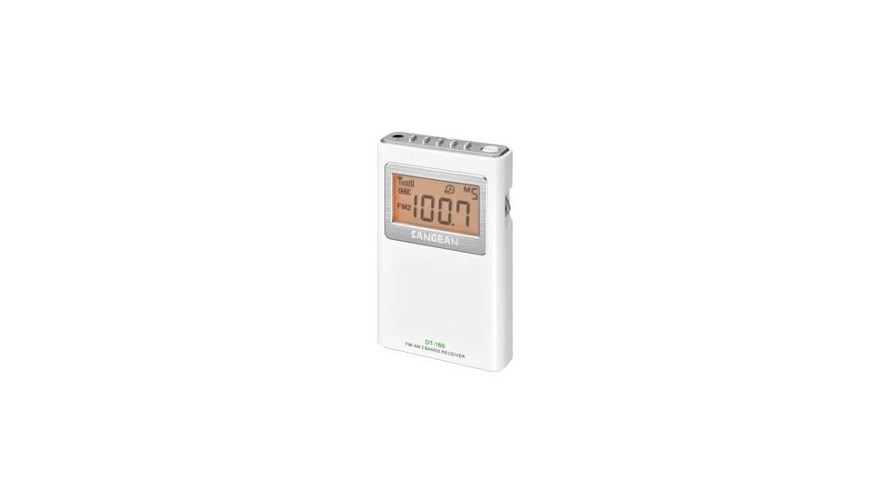 Sangean FM Stereo/AM Pocket Radio, White, Small DT-160