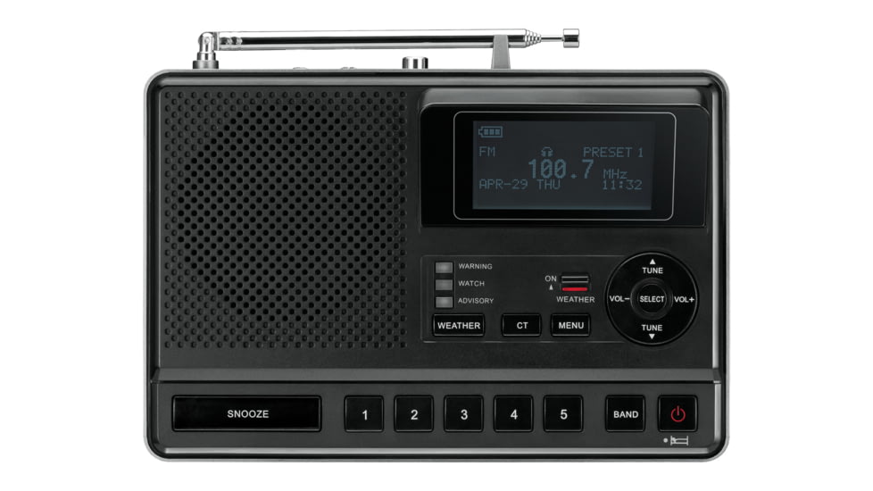 Sangean S.A.M.E. Weather Hazard Alert Radio w/ AM/FM Clock, Public Alert Radio, NOAA, Black/ gray CL-100