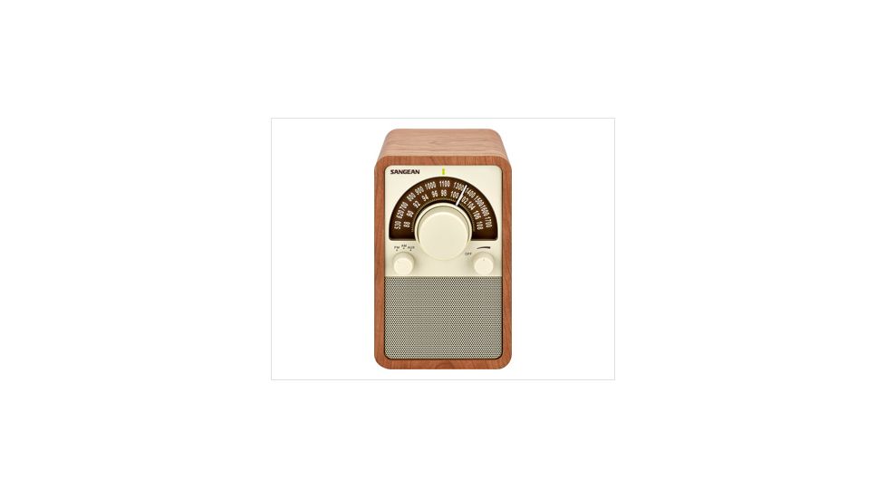 Sangean WR-15 Table Top Wooden Cabinet Receiver w/ Deep Bass Compensation Sound, Walnut WR-15WL