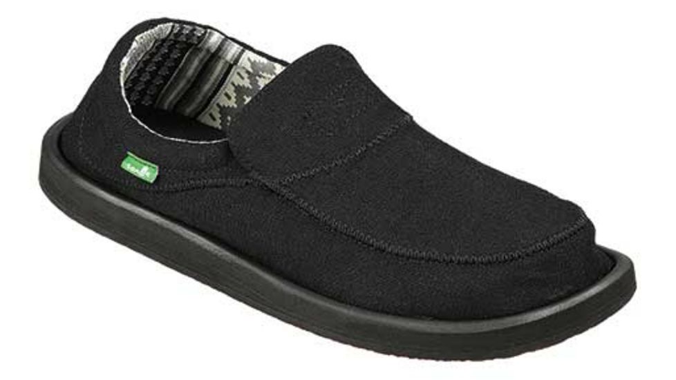Sanuk Chiba Stitched Casual Shoe - Mens-Black-Medium-7 US