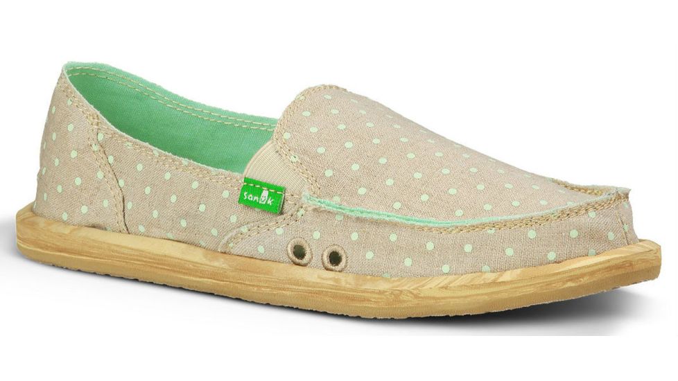 Sanuk Hot Dotty Casual Shoe - Women's-Natural/Mint Dots-Medium-10 US