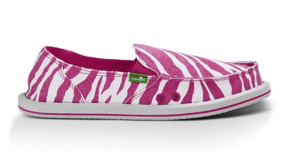 Sanuk Im Game Casual Shoe - Womens-Fuchsia Zebra-Medium-10 US