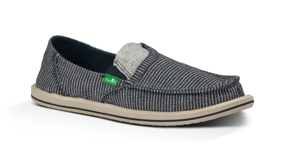 Sanuk Pick Pocket Stripes Camp Shoe - Women's-Navy/White Stripes-Medium-10 US