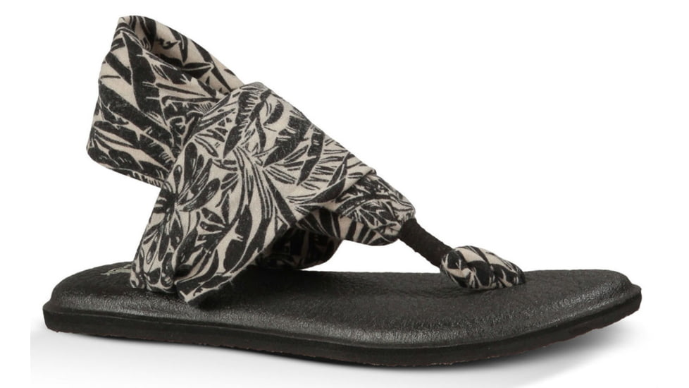 Sanuk Yoga Sling 2 Print Sandal - Womens-Black/White Hawaiian-Medium-6 US