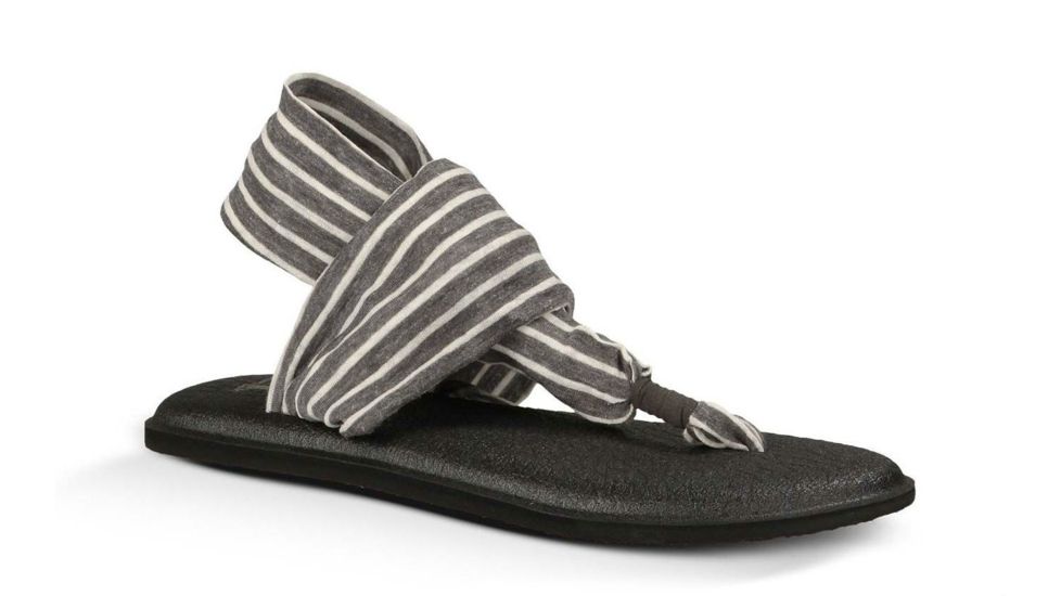 Sanuk Yoga Sling 2 Print Sandal - Womens-Charcoal/Natural Stripes-Medium-9 US