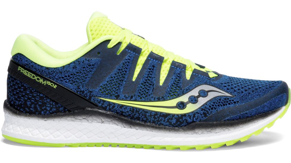 Saucony Freedom Iso 2 Road Running Shoes - Mens, Blue/Citron, 12 US, S20440-3-12 US