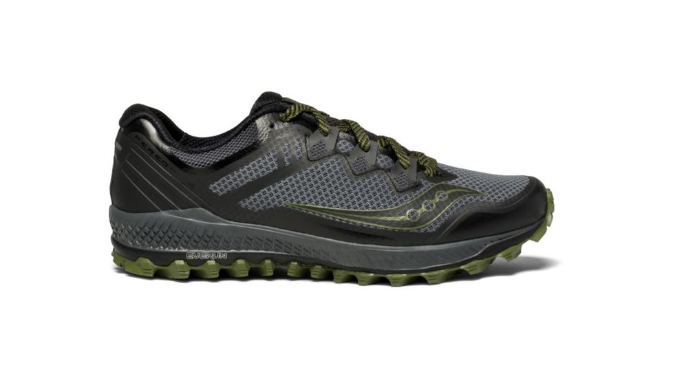 Saucony Mens Peregrine 8 Trail Running Shoe, Grey/Black/Green, 9.5 US S20424-1-9.5 US