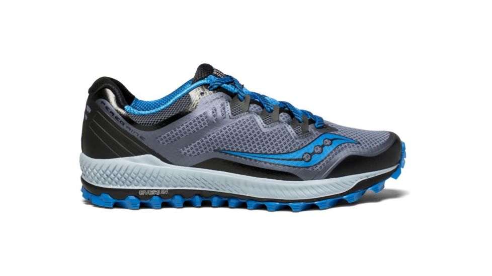 Saucony Mens Peregrine 8 Trail Running Shoe, Black/Grey/Blue, 11.5 US S20424-2-11.5 US