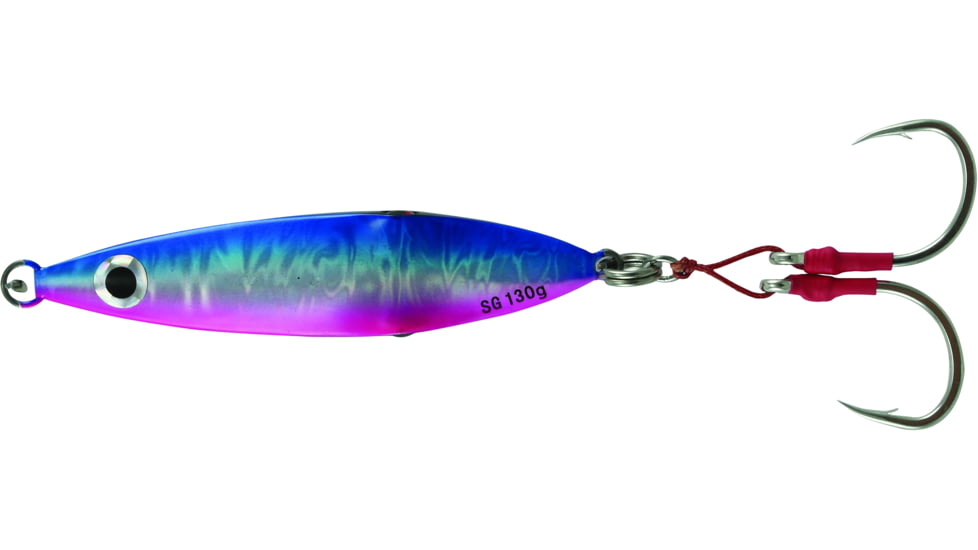 Savage Gear Squish Erratic Fall Deep Drop Jig 8/0 Hook Blue Pink, 4 3/4in, 160 grams, Flutter Sinking, SJ-160-BP