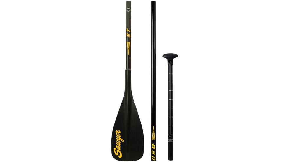 Storm QuickDraw 3 Piece Traveler SUP Paddle 90 sq in-Black Blade with Yellow Trim