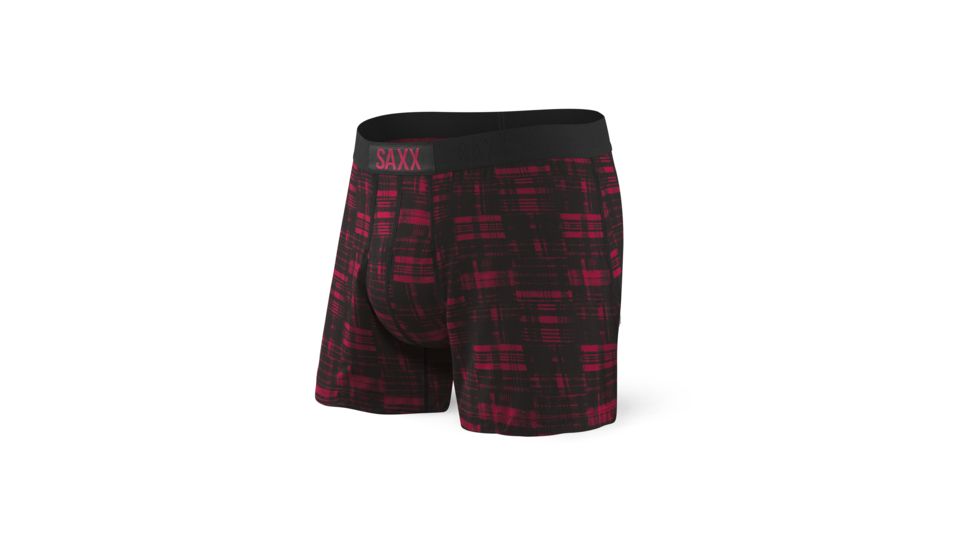 SAXX Free Agent Print Loose Fit Boxer w/Fly - Mens, Red Patched Plaid, L, SXLF31F-RPP-L