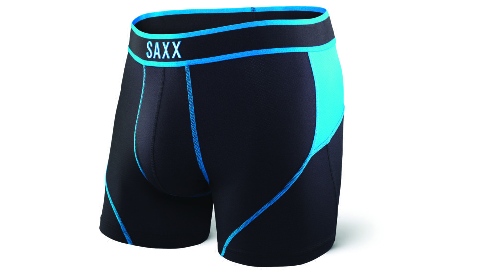 SAXX Kinetic Boxer Brief - Mens, Black/Electric Blue, M, SXBB27-BEL-M