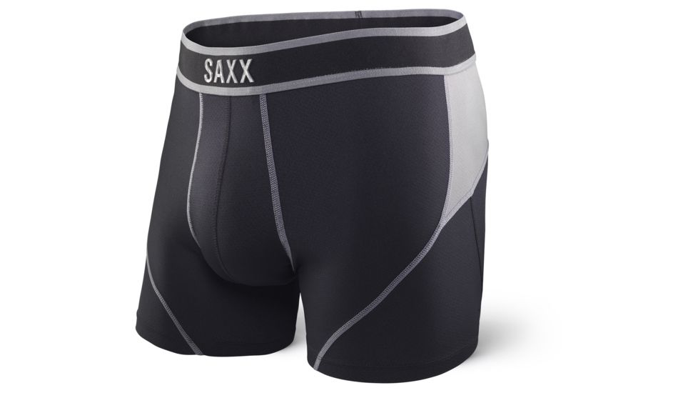 SAXX Kinetic Boxer Brief - Mens, Black/Steel, L, SXBB27-BLS-L