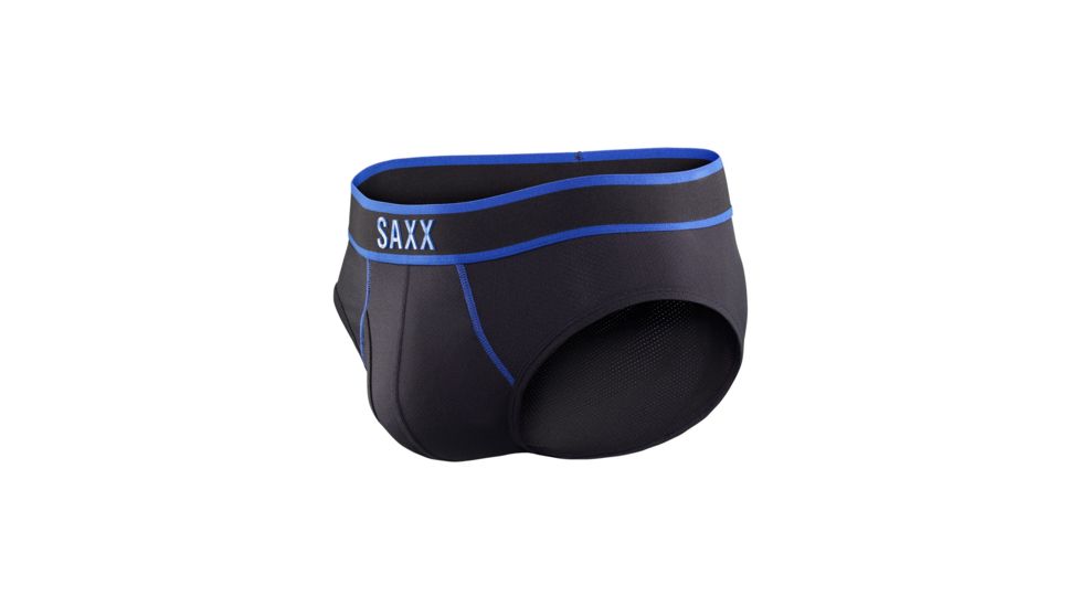 Saxx Kinetic Brief Fly - Men's-Black/Cobalt-Medium