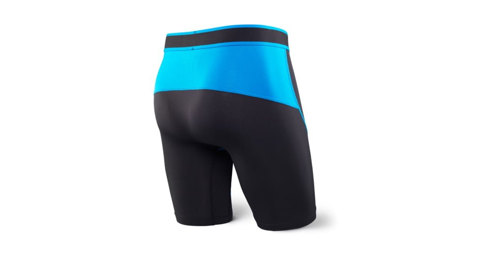 SAXX Kinetic Long Leg Boxer Brief - Mens, Black/Electric Blue, L, SXLL27-BEL-L