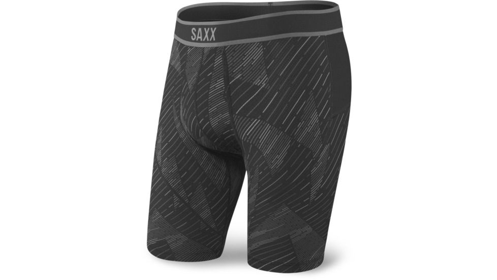 SAXX Kinetic Long Leg Boxer Brief - Mens, Black Shattered, Extra Large, SXLL27-BSH-XL