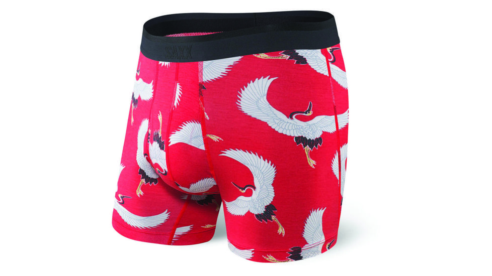 SAXX Platinum Boxer Brief Fly - Mens, Red Cranes, Medium, SXBB42F-CRA-M