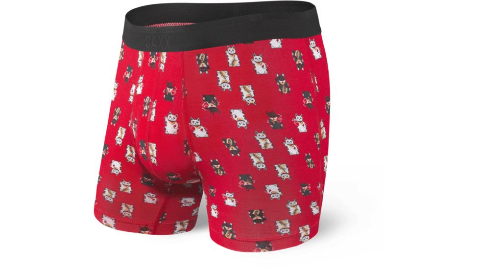 SAXX Platinum Boxer Brief Fly - Mens, Red Lucky Cat, Large, SXBB42F-RLC-L
