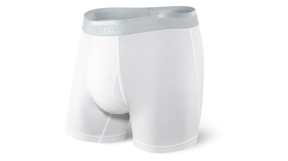 SAXX Platinum Boxer Brief Fly - Mens, White/Grey, Extra Large, SXBB42F-WWG-XL