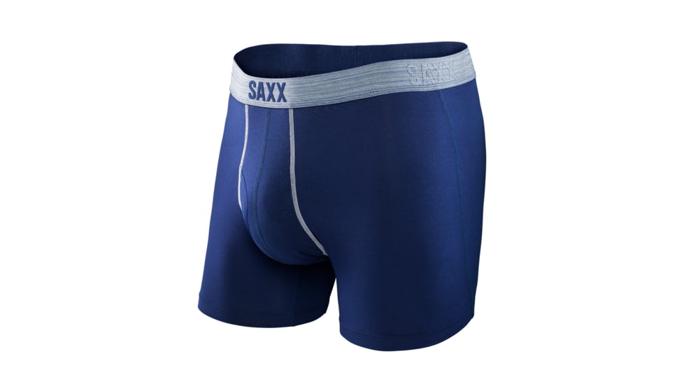 Saxx Platinum Boxer Fly - Men's-Navy/Light Grey-Medium