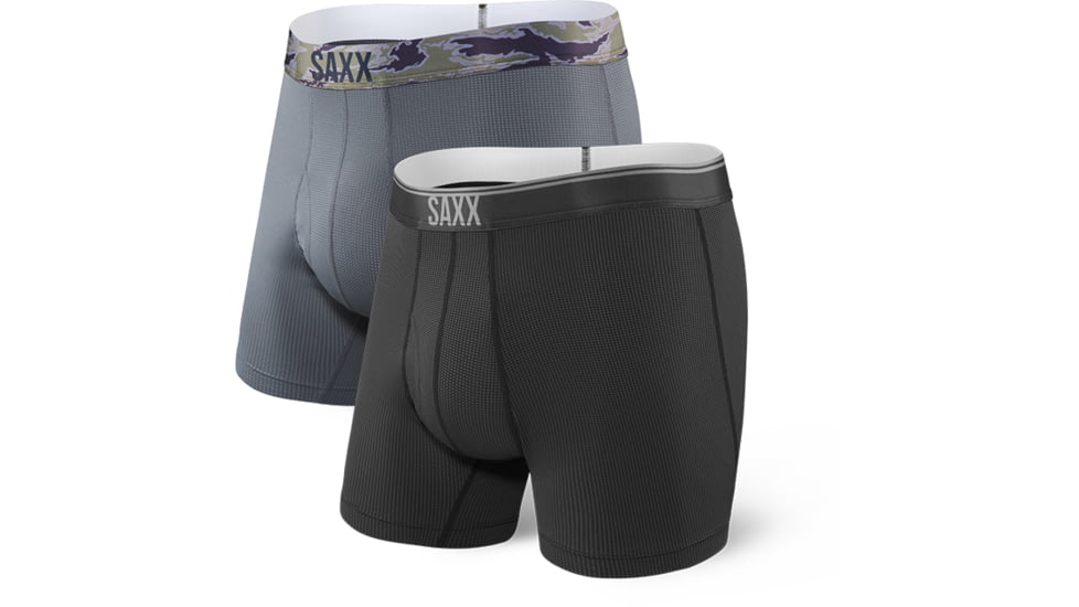 SAXX Quest Boxer Brief Fly, Pack of 2 - Mens, Black/Dark Charcoal, Large, SXPP2Q-BCH-L