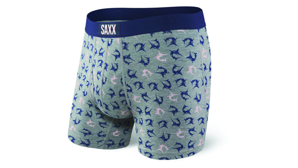 SAXX Ultra Boxer Brief Fly - Mens, Grey Htr Marlins, Large, SXBB30F-GMA-L