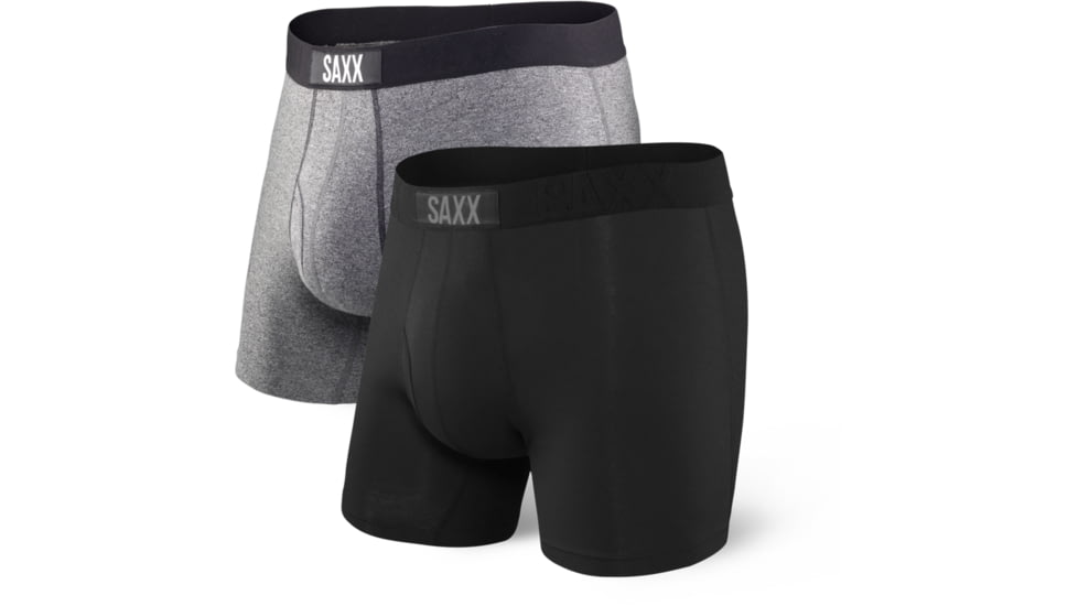 SAXX Ultra Boxer Brief Fly, Pack of 2 - Mens, Black/Grey, Large, SXPP2U-BSP-L