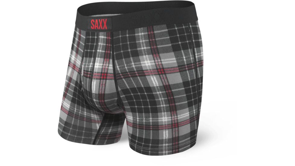 SAXX Ultra Boxer Briefs Fly - Mens, Grey Tartan, Small, SXBB30F-TRB-S