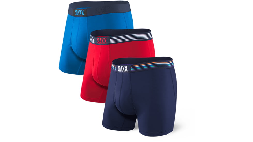 SAXX Ultra Boxer w/Fly 3-Pack - Mens, Blue/Navy/Red, S, SXPP3U-BNR-S