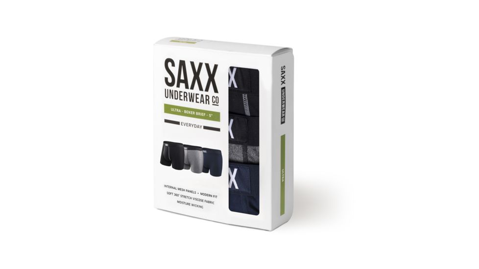 SAXX Ultra Boxer w/Fly 3-Pack - Mens, Classic Ultra, S, SXPP3U-BGN-S