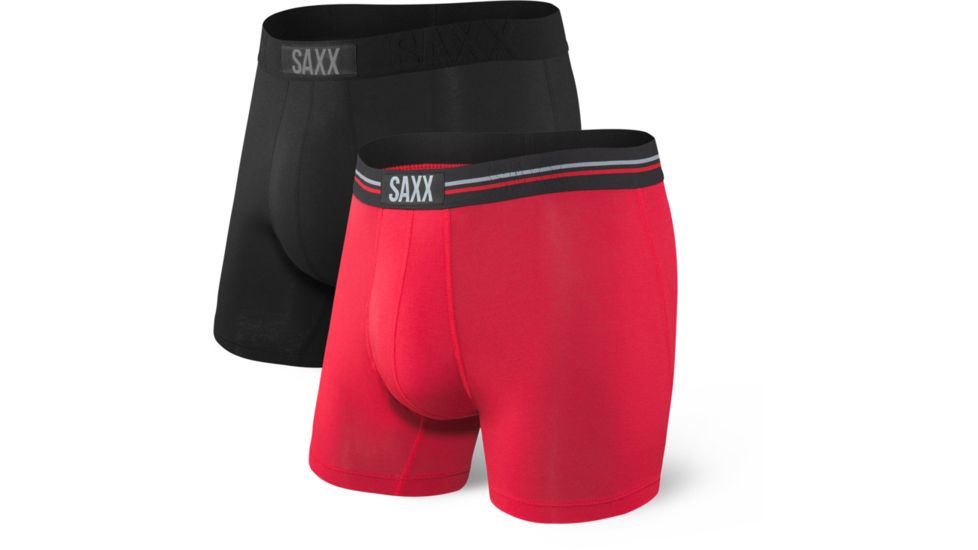 SAXX Vibe Boxer, 2-Pack - Mens, Black/Red, Large, SXPP2V-BRD-L