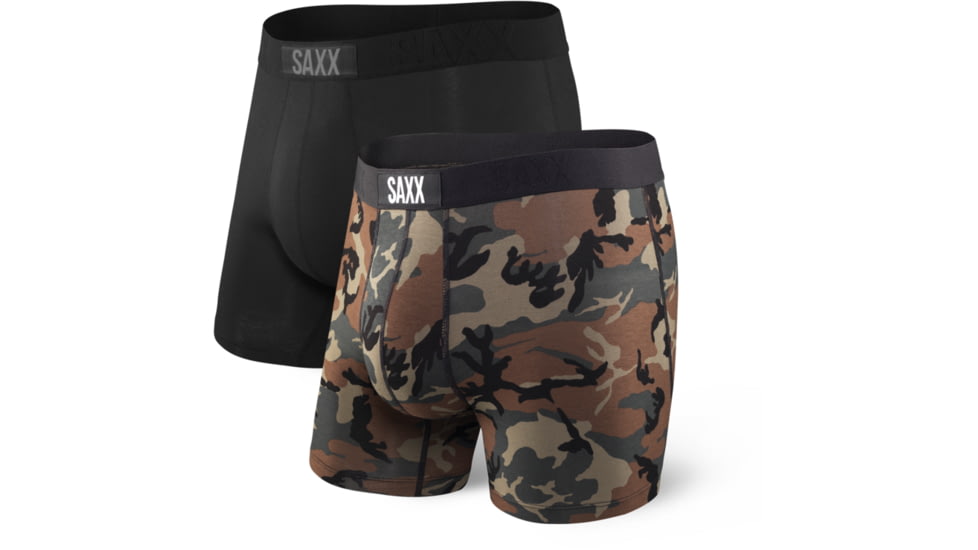 SAXX Vibe Boxer, 2-Pack - Mens, Black/Wood Camo, Medium, SXPP2V-WDB-M