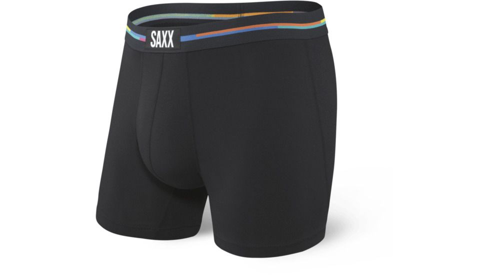 SAXX Vibe Boxer Briefs - Mens, Black/Racer Stripe, Medium, SXBM35-RCS-M