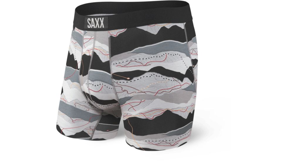 SAXX Vibe Boxer Briefs - Mens, Black Trail Map, Small, SXBM35-BTM-S