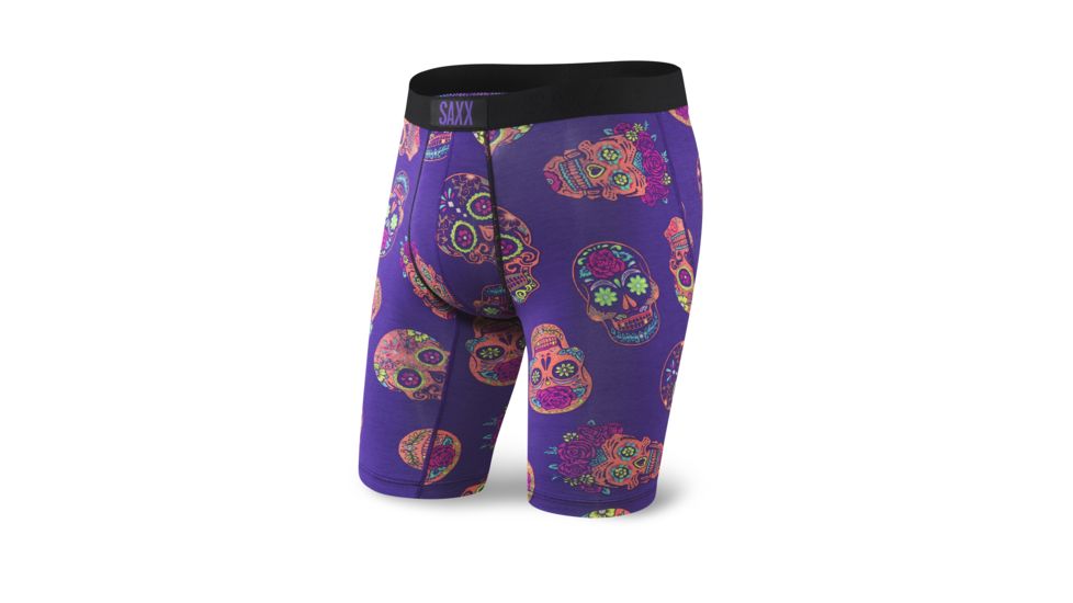 SAXX Vibe Long Leg Modern Fit Boxer Brief - Mens, Purple Day Of The Dead, 2XL, SXLM35-DOP-XXL