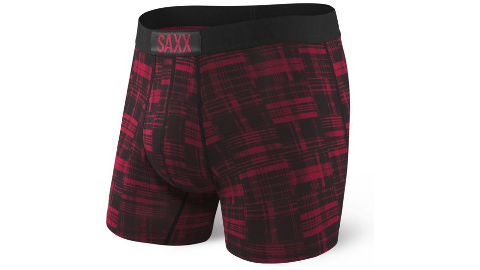 SAXX Vibe Modern Fit Boxer Brief - Mens, Red Patched Plaid, S, SXBM35-RPP-S