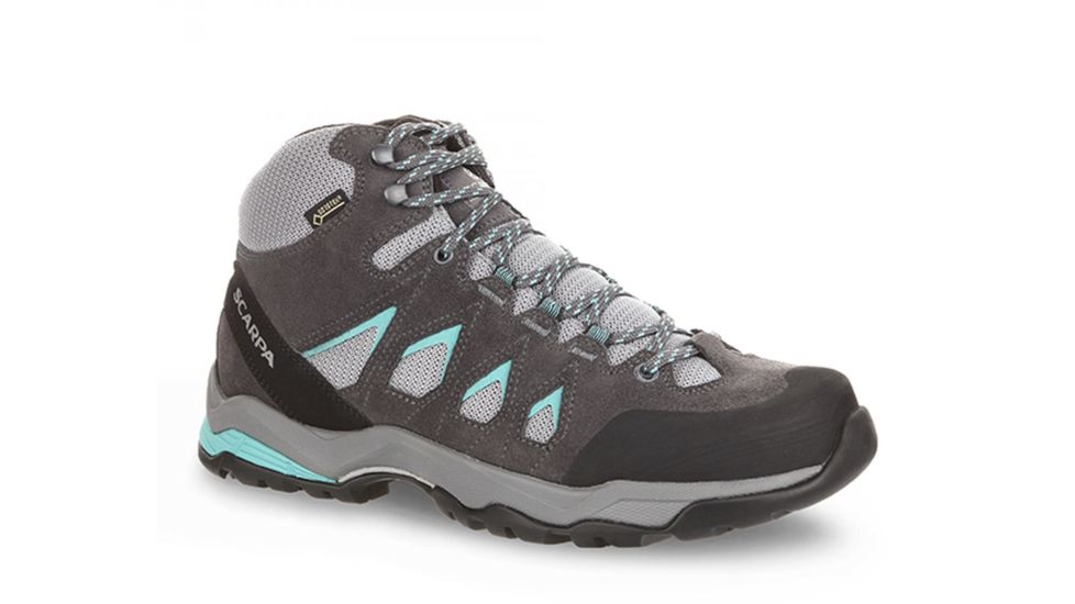 Scarpa Moraine Mid GTX Hiking Shoes, Womens, Grey/Lagoon, Medium, 38.5, 63064/202-GryLag-38.5