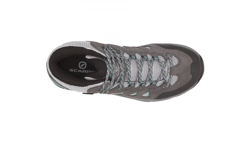 Scarpa Moraine Mid GTX Hiking Shoes, Womens, Grey/Lagoon, Medium, 38.5, 63064/202-GryLag-38.5