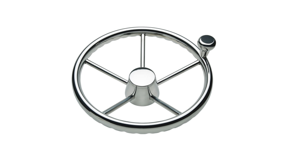 Schmitt &amp; Ongaro Marine 170 13.5" Stainless 5-Spoke Destroyer Wheel w/ Stainless Cap and FingerGrip Rim - Fits 3/4" Tapered Shaft Helm 44213