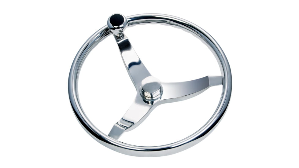 Schmitt &amp; Ongaro Marine 714 Vision Cast 13.5" SS WHeel w/Knob, Finger Grip &amp; Faux Nut - 3/4" Taper Shaft 56439