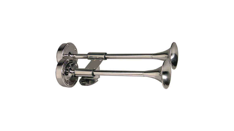 Schmitt &amp; Ongaro Marine Deluxe SS Shorty Dual Trumpet Horn - 12V 41507