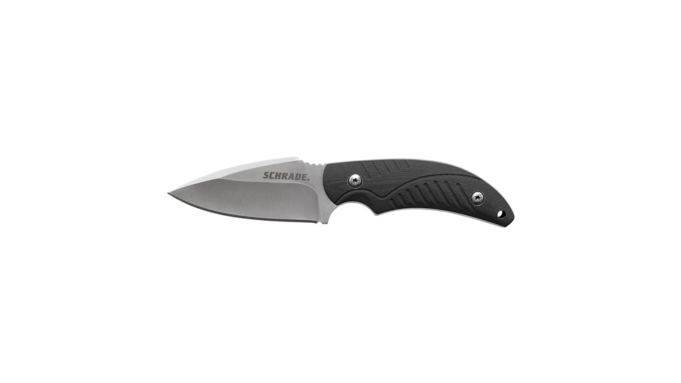 Schrade 7cr17mov Drop Point TPE Handles w/Lanyard Hole Fixed Blade Knives, 2.9 in, 7Cr17MoV Steel, Drop Point, Black, Thermoplastic Rubber, SCHF66CP