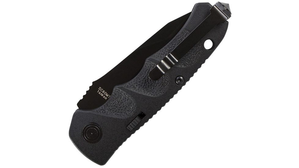Schrade SC60MB, BLK Alum. Handle, Drop Point, BLK Plain, SC60MB