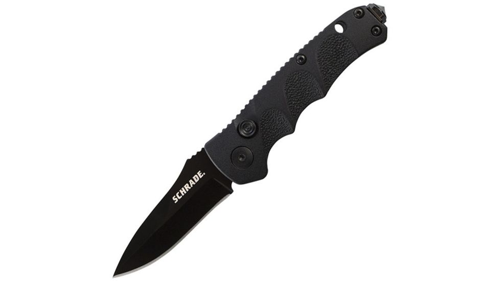 Schrade SC60MB, BLK Alum. Handle, Drop Point, BLK Plain, SC60MB